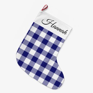 Rustic Farmhouse Blue Checked Merry Christmas