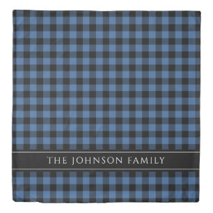 Rustic Farmhouse Blue Plaid Duvet Cover