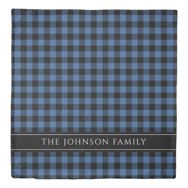 Rustic Farmhouse Blue Plaid  Duvet Cover (Front)