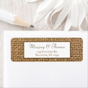 Rustic Farmhouse Boho Burlap Return Address Label