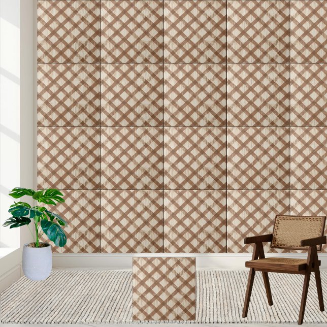 Rustic Farmhouse Brown and White Checkered Tile (Rustic Farmhouse Brown and White Checkered Tile)
