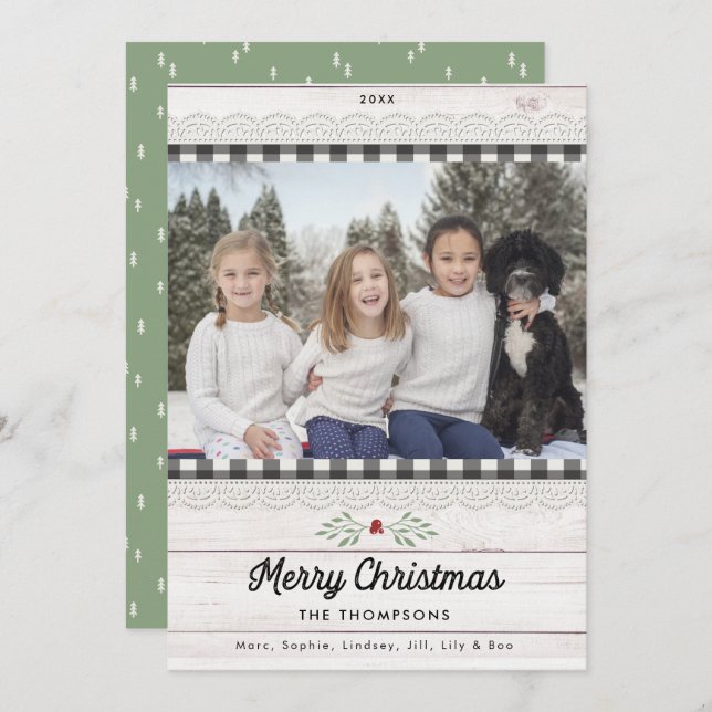 Rustic Farmhouse | Buffalo Check Christmas Card (Front/Back)