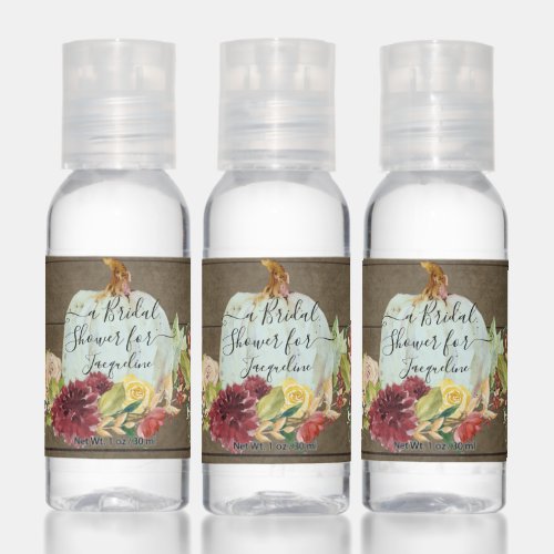 Rustic Farmhouse Burgundy Floral Bridal Shower Hand Sanitizer