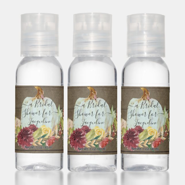 Rustic Farmhouse Burgundy Floral Bridal Shower Hand Sanitizer (Set)