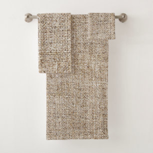 Rustic Farmhouse Burlap Bath Towel Set