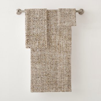 Rustic Farmhouse Burlap Bath Towel Set by printabledigidesigns at Zazzle