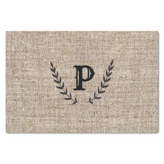 Rustic Farmhouse Burlap & Black Botanical Laurel Tissue Paper | Zazzle.com