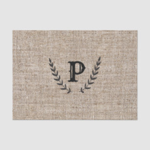Rustic Farmhouse Burlap & Black Botanical Laurel Tissue Paper