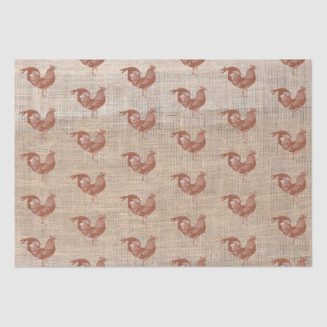 Rustic Farmhouse Burlap Chicken Pattern  Tissue Paper (Front)