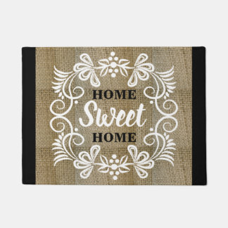 Rustic Farmhouse Burlap Home Sweet Home Doormat