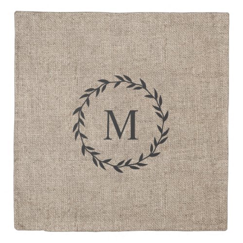 Rustic Farmhouse Burlap Laurel Wreath Monogram