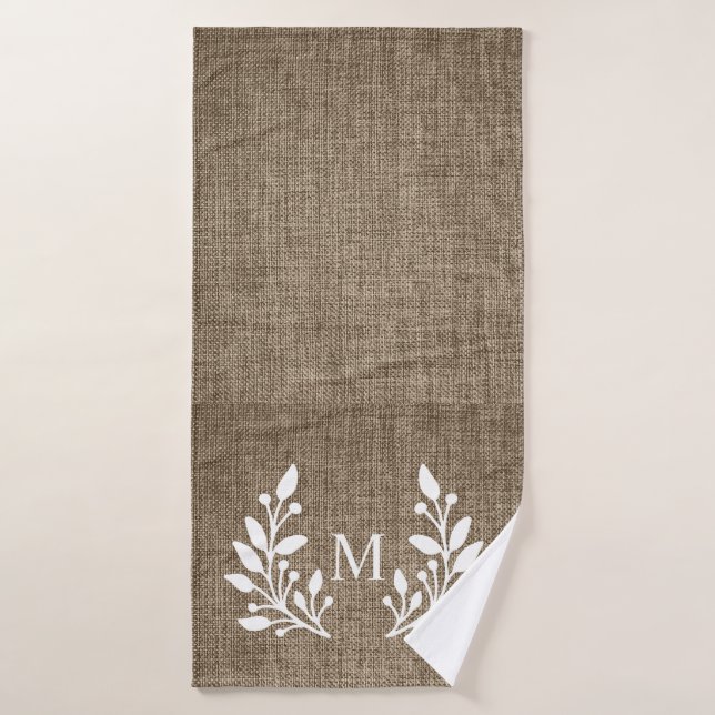 Rustic Farmhouse Burlap Monogram  Bath Towel (Bath Towel)