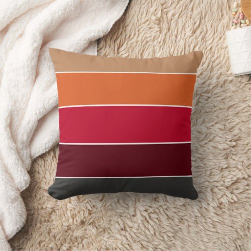 Rustic Farmhouse Burnt Orange Stripe Pattern Fall Throw Pillow