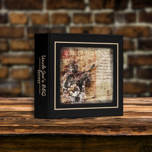 Rustic Farmhouse Cabin Banjo Player Recipe Book 3 Ring Binder (Creator Uploaded)
