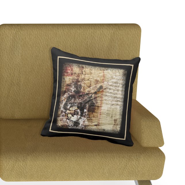 Rustic Farmhouse Cabin Banjo Player Throw Pillow (Creator Uploaded)