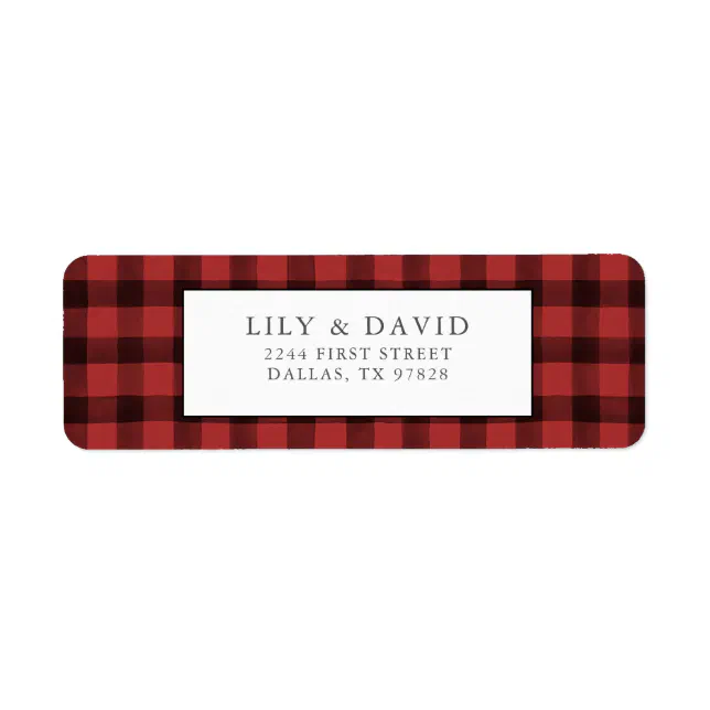 Rustic Farmhouse Cabin Red Black Check Plaid Label | Zazzle