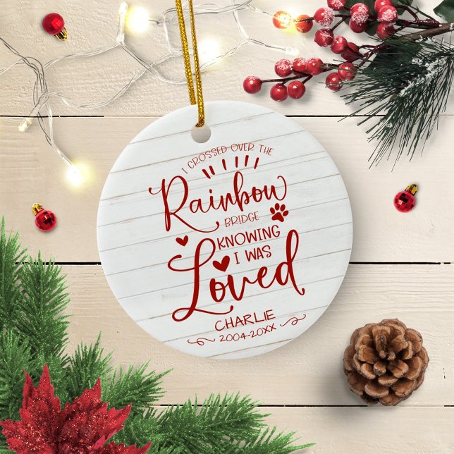 Rustic Farmhouse Cat Or Dog Pet Memorial Keepsake Ceramic Ornament (Creator Uploaded)