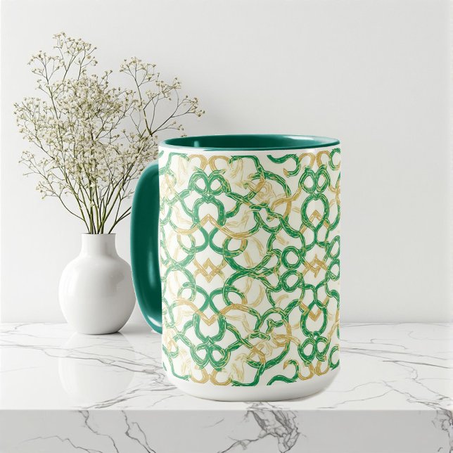 Rustic Farmhouse Celtic Design Vintage Art Green Mug (Rustic Farmhouse Celtic Design Vintage Art Green Mug)