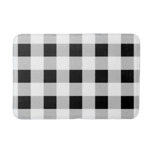 rustic farmhouse chic black and white plaid bath mat