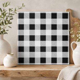 rustic farmhouse chic black and white plaid ceramic tile