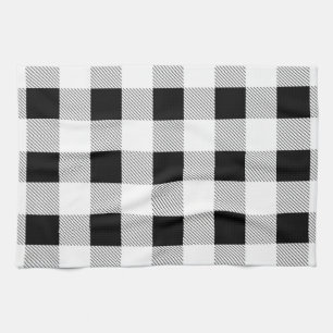 rustic farmhouse chic black and white plaid kitchen towel