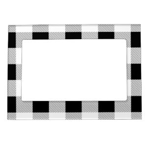 rustic farmhouse chic black and white plaid magnetic frame