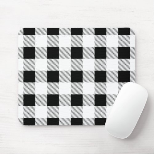 rustic farmhouse chic black and white plaid mouse pad