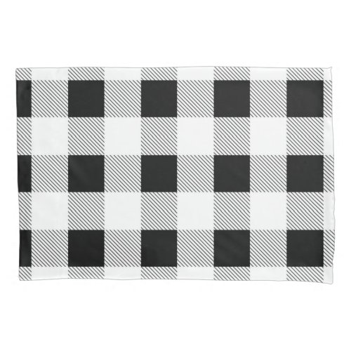 rustic farmhouse chic black and white plaid pillow case