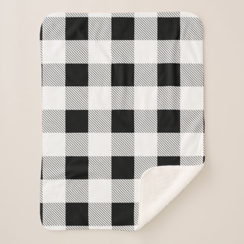 rustic farmhouse chic black and white plaid sherpa blanket