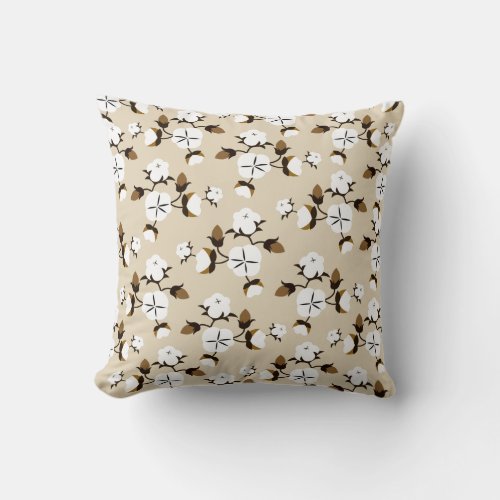 Rustic Farmhouse Chic Cotton Flowers Throw Pillow