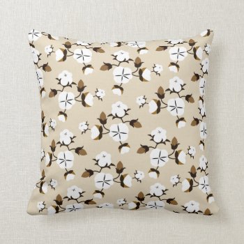Rustic Farmhouse Chic Cotton Flowers Throw Pillow by GrudaHomeDecor at Zazzle