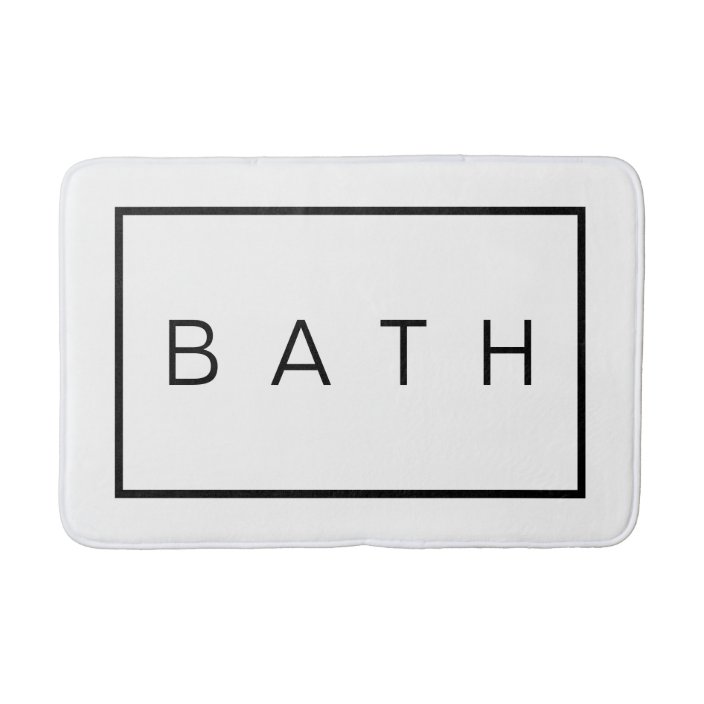 Rustic Farmhouse Chic White Black Simple Bath Mat