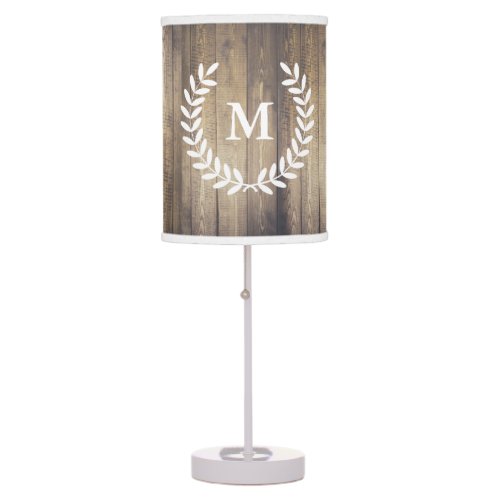 Rustic Farmhouse Chic White Laurels Barn Wood Table Lamp