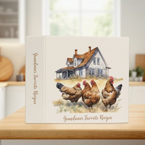 Rustic Farmhouse Chickens Grandmas Recipes 3 Ring Binder