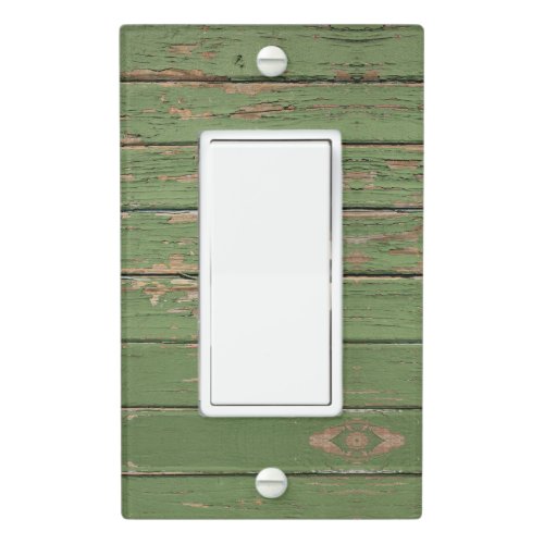 rustic farmhouse chipped green painted wood board light switch cover