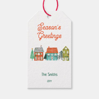 Rustic Farmhouse Christmas Houses Gift Tags