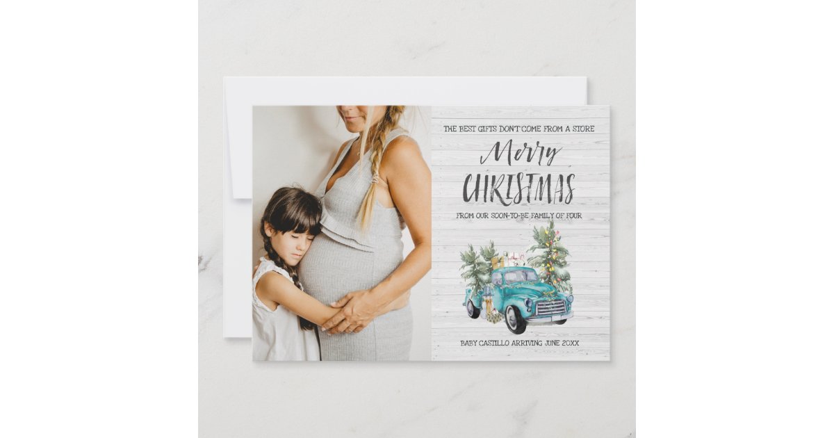 Rustic Farmhouse Christmas Pregnancy Announcement | Zazzle