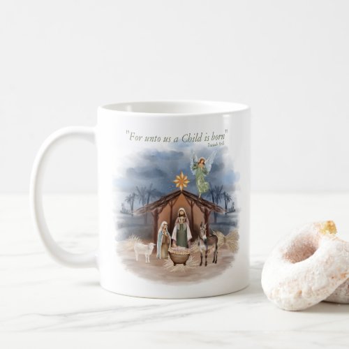 Rustic Farmhouse Christmas Traditional Nativity Coffee Mug