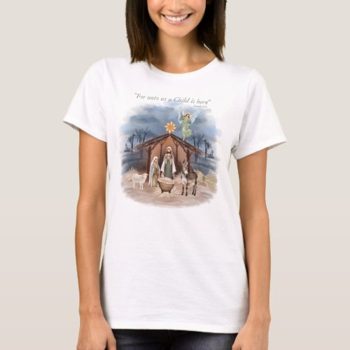 Rustic Farmhouse Christmas Traditional Nativity T_Shirt