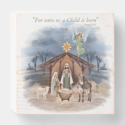 Rustic Farmhouse Christmas Traditional Nativity Wooden Box Sign