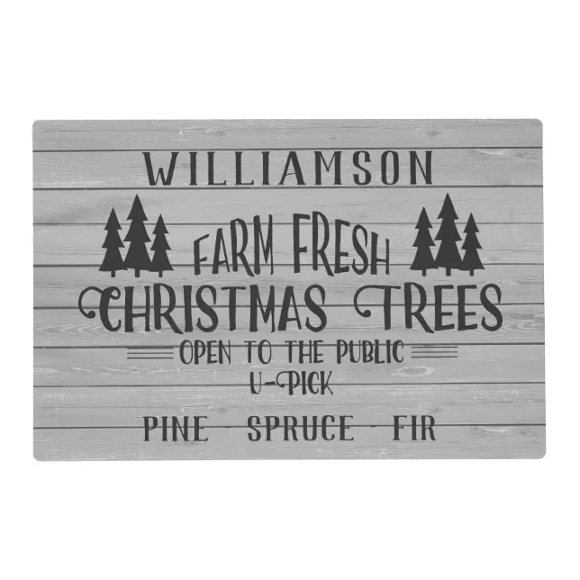 RUSTIC FARMHOUSE CHRISTMAS TREE FARM FAMILY NAME PLACEMAT Zazzle