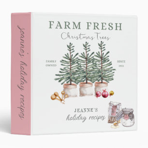 Rustic Farmhouse Christmas Tree Recipe Organizer 3 Ring Binder