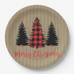Rustic Farmhouse Christmas Tree Trio Paper Plates
