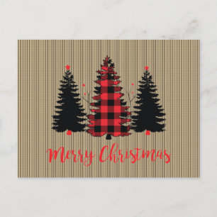 Rustic Farmhouse Christmas Tree Trio Postcard