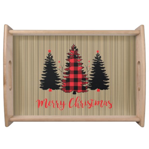 Rustic Farmhouse Christmas Tree Trio Serving Tray