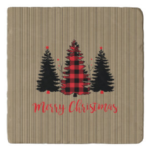 Rustic Farmhouse Christmas Tree Trio Trivet