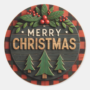 Rustic Farmhouse Cottagecore Merry Christmas Classic Round Sticker