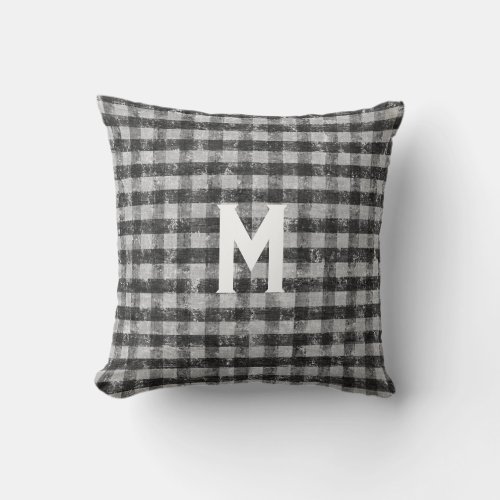 Rustic Farmhouse Country Black and White Check Throw Pillow