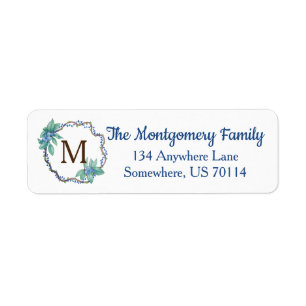 Rustic Farmhouse Country Blueberry Wreath Label