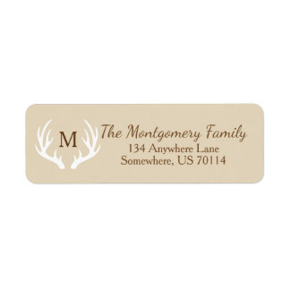 Rustic Farmhouse Country Deer Antlers & Initial Label
